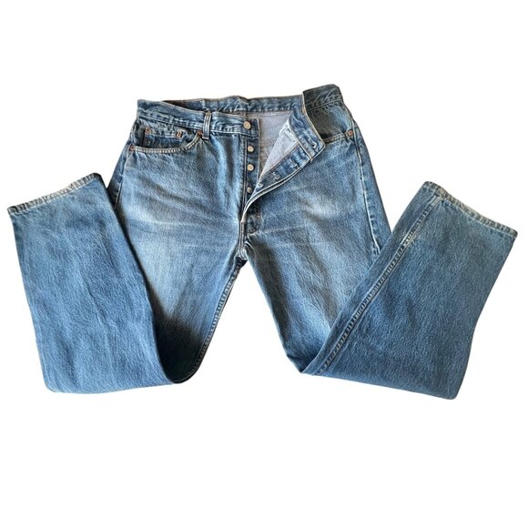 Levis 501 Mens Original Fit Blue Denim Jeans W38 L30 READ - Picture 4 of 11